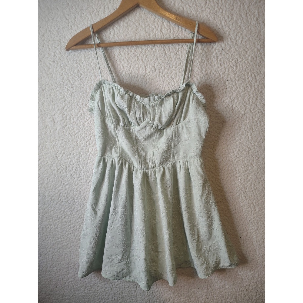 The Vintage Shop Sage Green Floral Jacquard Corset Mini Dress Medium